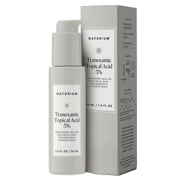 Naturium, ნატურიუმი, Tranexamic Topical Acid 5%, ტრანექსამის მჟავა, კოჯიკის მჟავა, პიგმენტაცია, მელაზმა, პოსტაკნე, გამაღიავებელი შრატი, 30 მლ