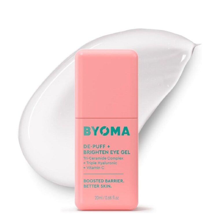 BYOMA, ბიომა, De-Puff + Brighten Eye Gel, თვალის გელი, თვალის კრემი, C ვიტამინი, კერამიდები, ტრი-კერამიდები, მუქი წრეები, შეშუპება, 20 მლ