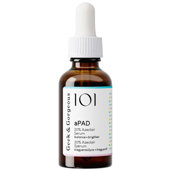Geek & Gorgeous, გიკ ენდ გორჯეს, aPAD, Azelaic Acid, აზელაინის მჟავა, PAD, სიწითლე, როზაცეა, ცხიმიანი კანი, პიგმენტაცია, 30 მლ